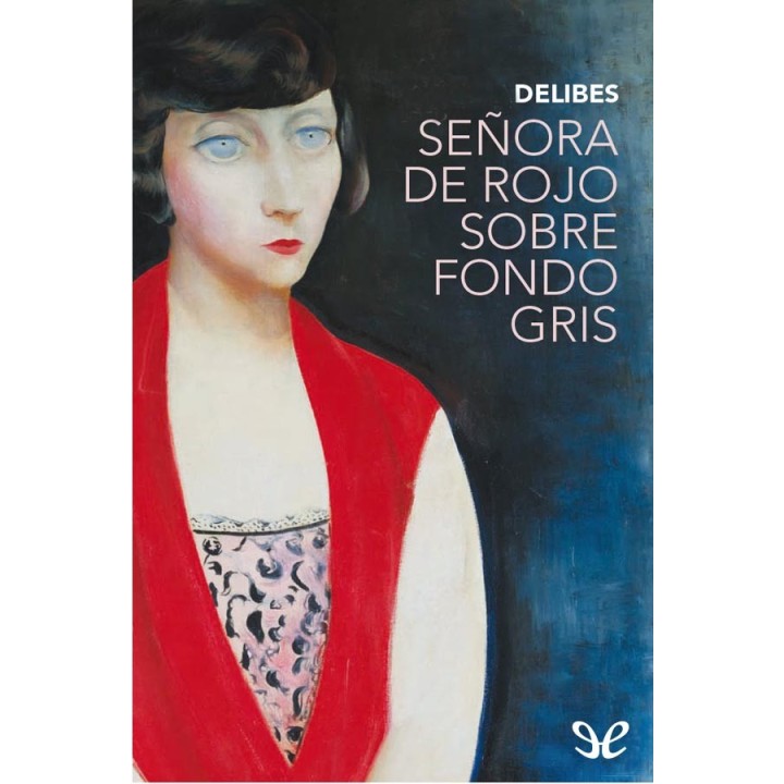 Señora de rojo sobre fondo gris