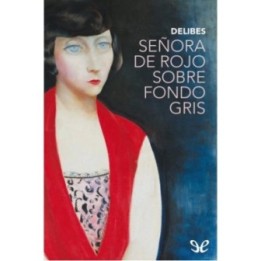 Señora de rojo sobre fondo gris